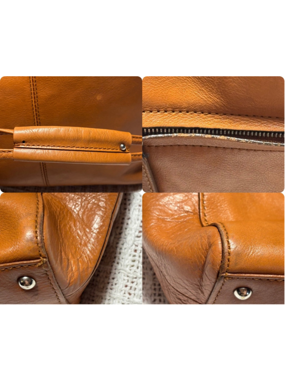 Vintage Hobo THE ORIGINAL Tan Leather Medium Organizer Tote Purse Handbag 90s - Picture 8 of 11